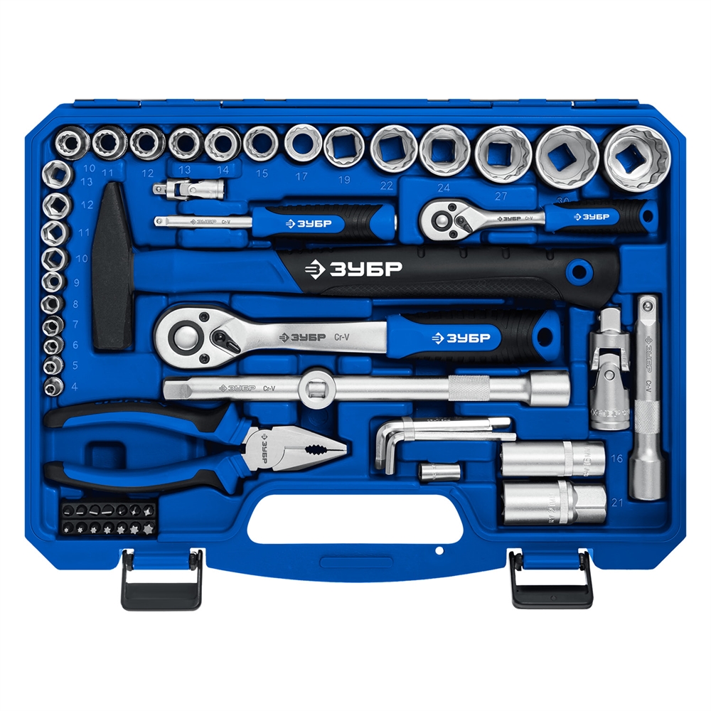 ЗУБР  Универсал-76, 76 предм., (1/2″+ 1/4″), универсальный набор инструмента, Профессионал (27670-H76) 27670-H76