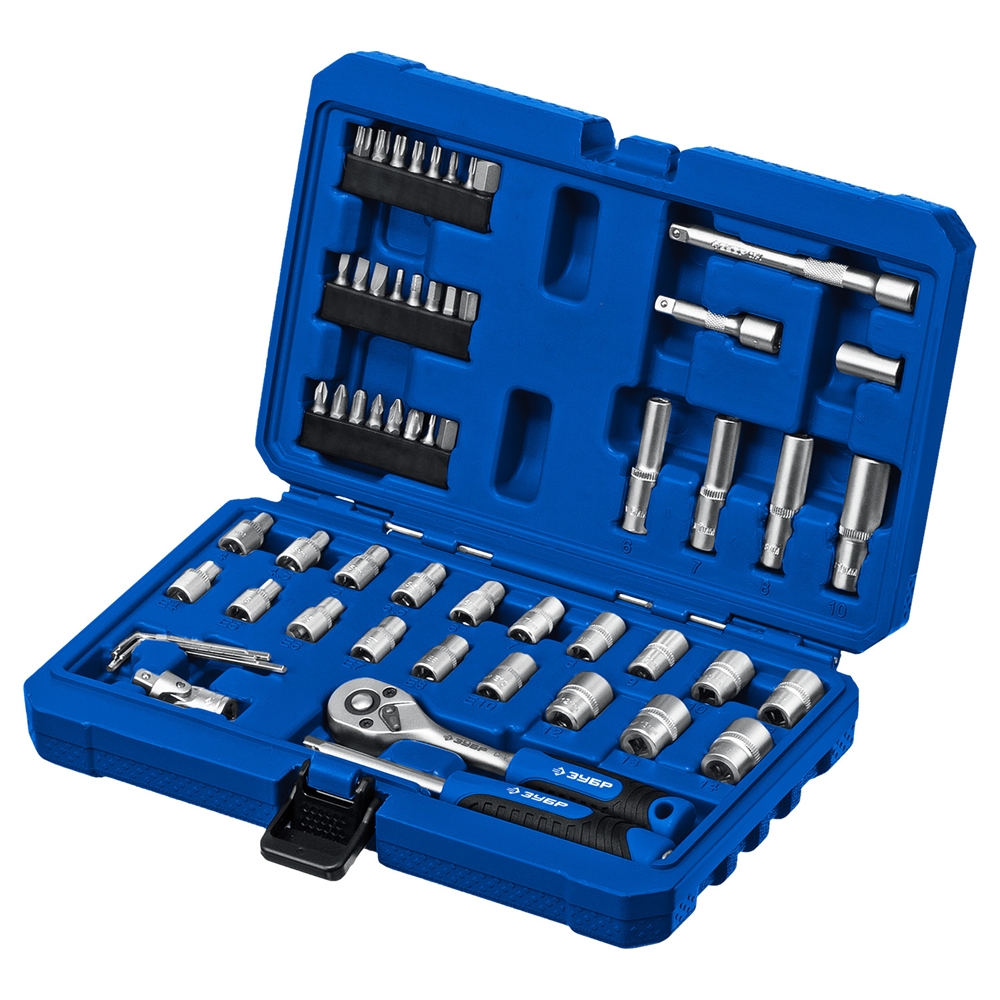 ЗУБР  А-57, 57 предм., (1/4″), универсальный набор инструмента, Профессионал (27671-H57) 27671-H57