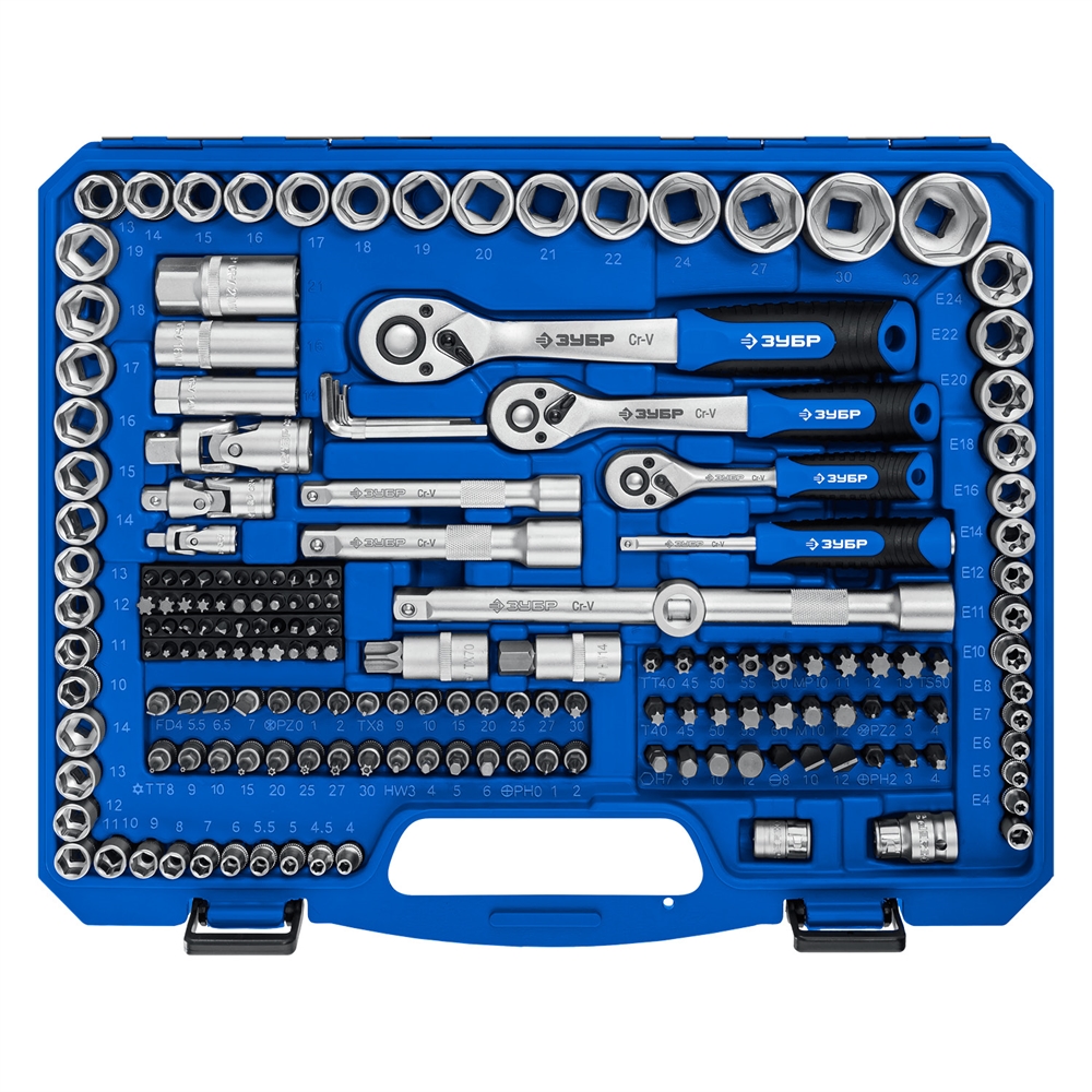 ЗУБР  А-216, 216 предм., (1/2″+ 3/8″+ 1/4″), универсальный набор инструмента, Профессионал (27674-H216) 27674-H216