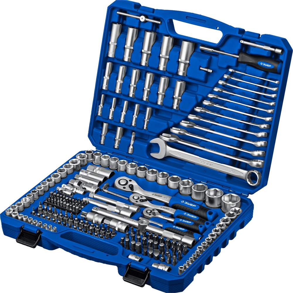 ЗУБР  А-216, 216 предм., (1/2″+ 3/8″+ 1/4″), универсальный набор инструмента, Профессионал (27674-H216) 27674-H216