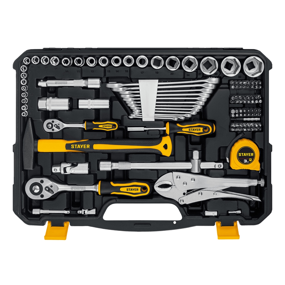 STAYER  UNIVERSAL 150, 150 предм., (1/2″+ 1/4″), универсальный набор инструмента, Professional (27710-H150) 27710-H150