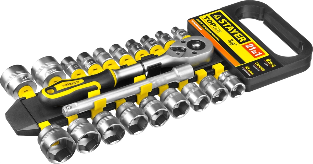 STAYER  RSS 21M, 21 предм., (3/8″), набор торцовых головок (27752-H21) 27752-H21