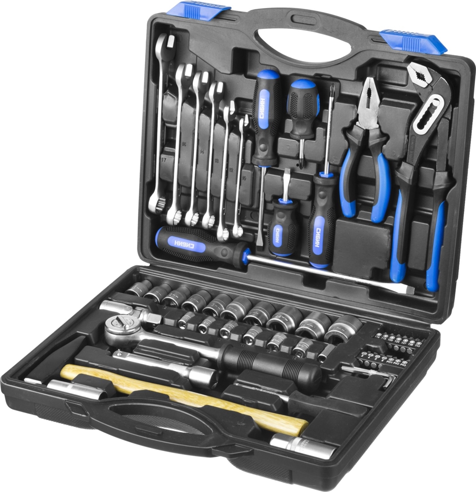 СИБИН  56 предм., (1/2″+1/4″), универсальный набор инструмента (27765-H56) 27765-H56