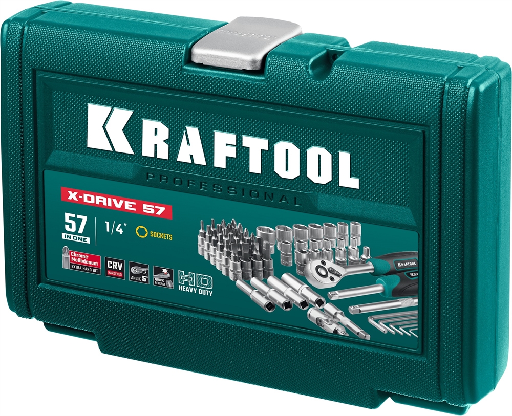 KRAFTOOL  X-Drive, 57 предм., (1/4″), универсальный набор инструмента (27885-H57) 27885-H57
