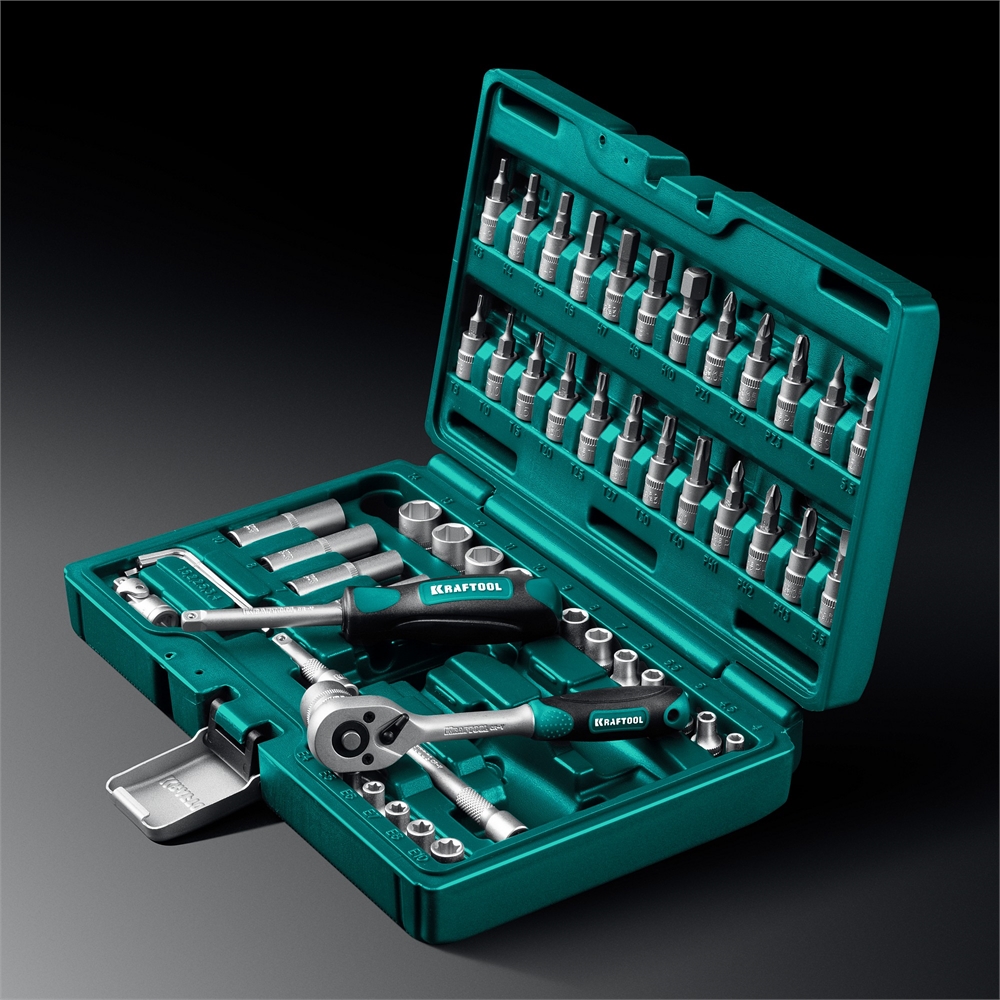 KRAFTOOL  X-Drive, 57 предм., (1/4″), универсальный набор инструмента (27885-H57) 27885-H57