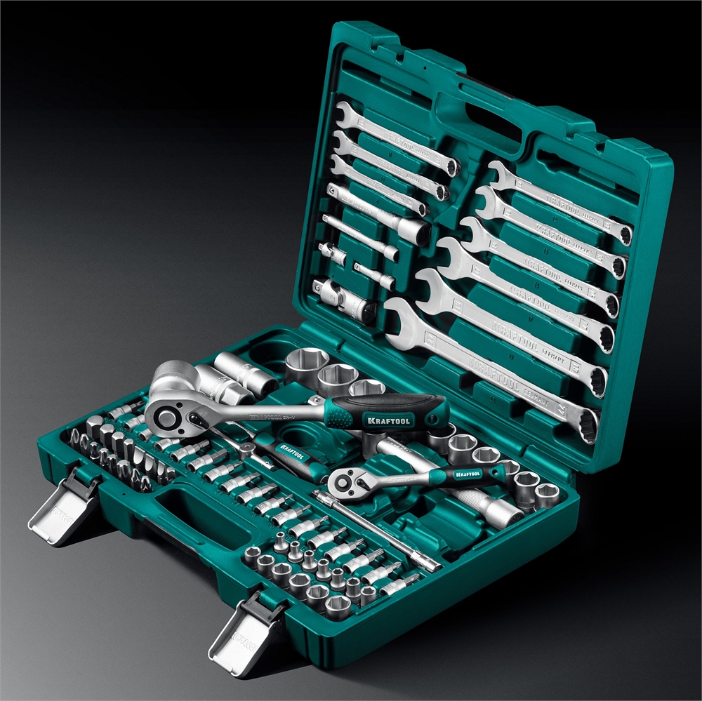 KRAFTOOL  X-Drive 82, 82 предм., (1/2″+1/4″), универсальный набор инструмента (27887-H82) 27887-H82_z03