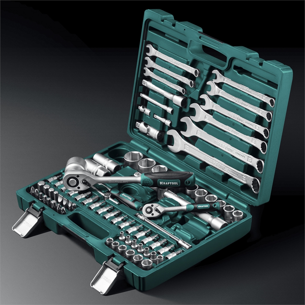 KRAFTOOL  X-Drive 82, 82 предм., (1/2″+1/4″), универсальный набор инструмента (27887-H82) 27887-H82_z03