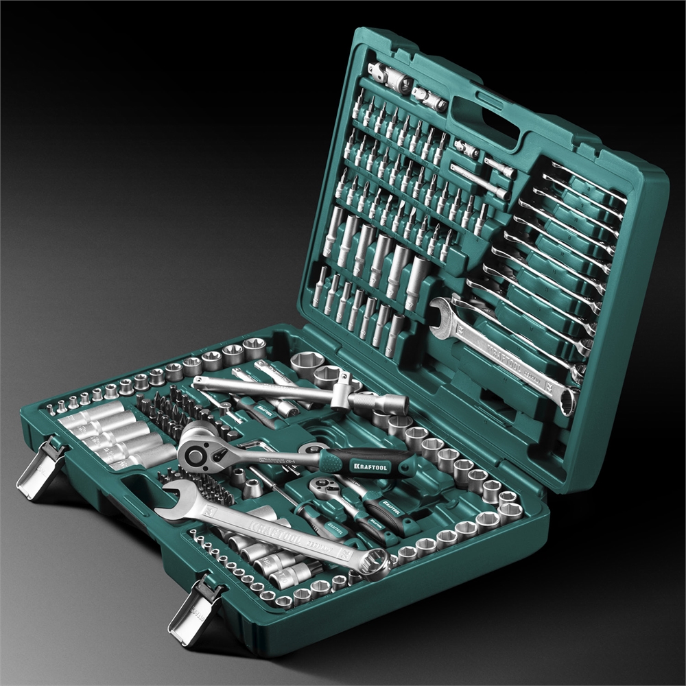 KRAFTOOL  X Drive, 216 предм., (1/2″+3/8″+1/4″), универсальный набор инструмента (27888-H216) 27888-H216