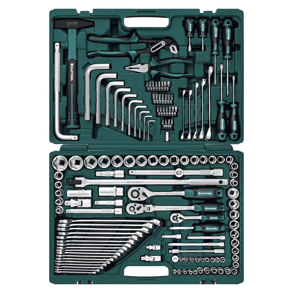 KRAFTOOL  EXTREM-142, 142 предм., (1/2″+3/8″+1/4″), универсальный набор инструмента (27889-H142) 27889-H142