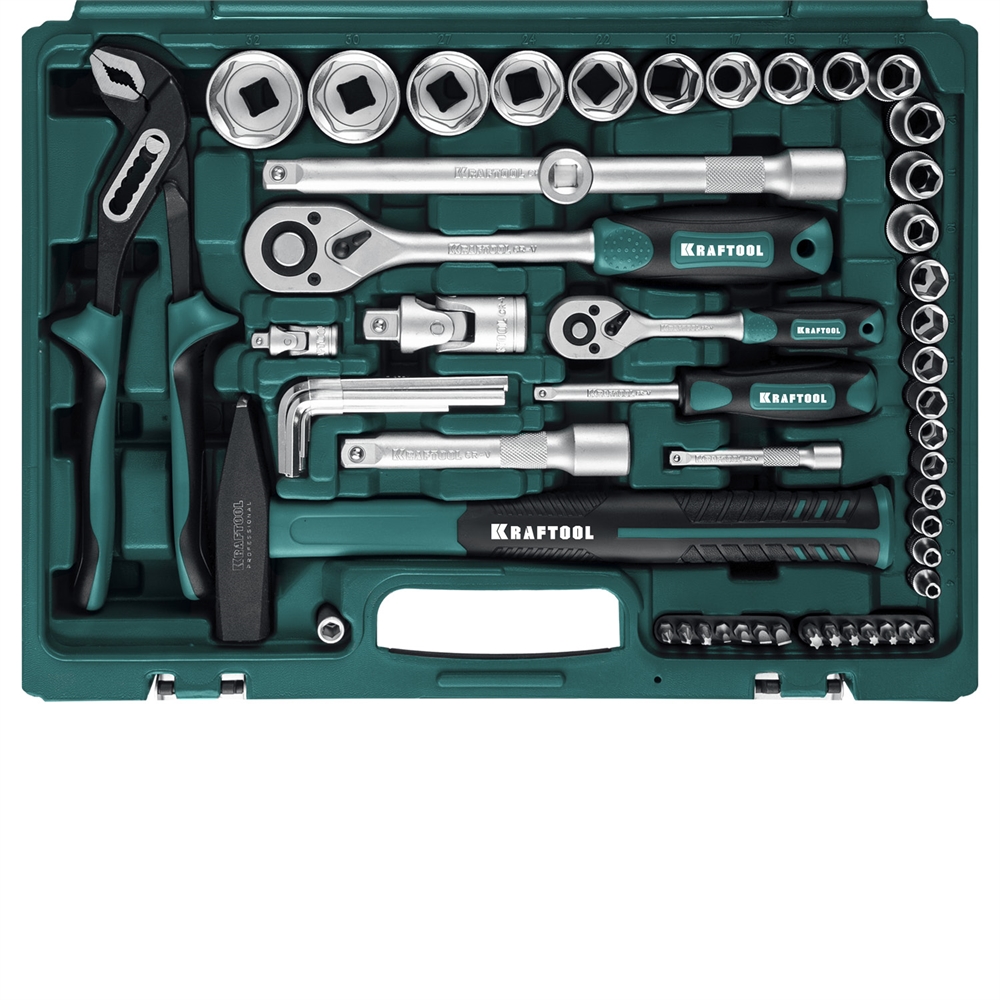 KRAFTOOL  EXTREM-76, 76 предм., (1/2″+3/8″+1/4″), универсальный набор инструмента (27889-H76) 27889-H76