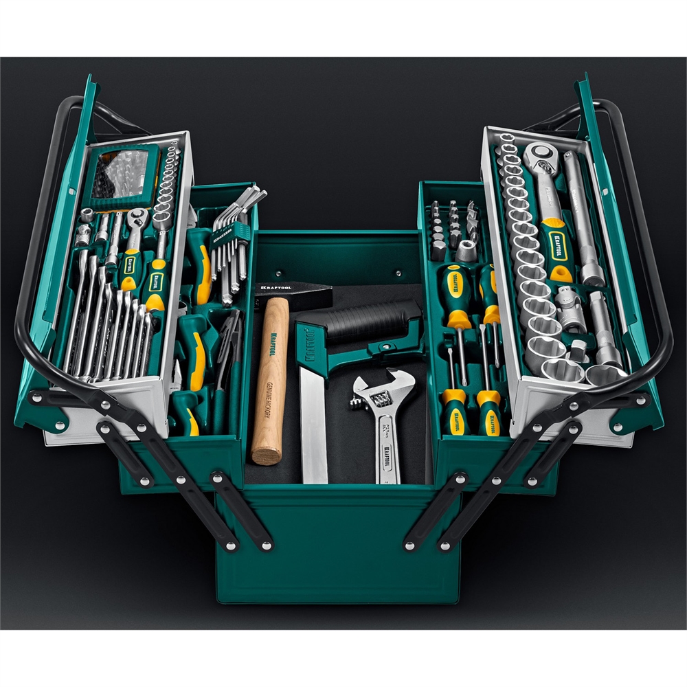 KRAFTOOL  GRAND-131, 131 предм., (1/2″+1/4″), универсальный набор инструмента (27978-H131) 27978-H131