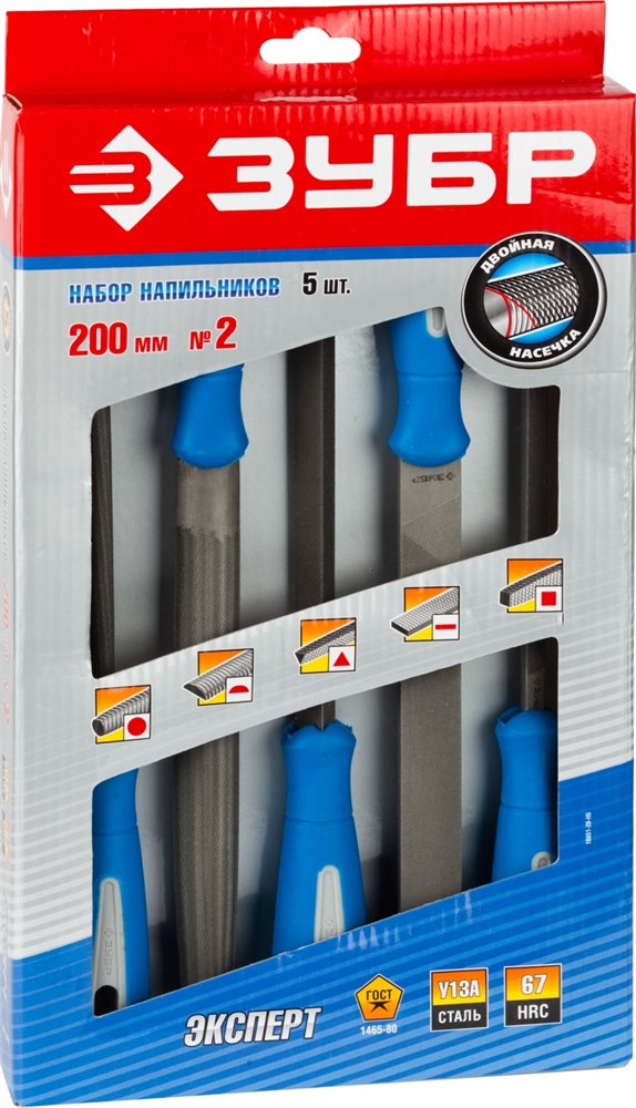 ЗУБР  200 мм, 5 предм, набор напильников, Профессионал (16651-20-H5) 16651-20-H5