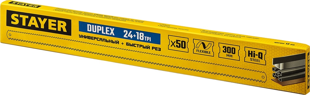 STAYER  Duplex 24 + 18 TPI, 12 х 300 мм, 1 шт, коробка 50 шт, двустороннее полотно по металлу (1589-02) 1589-02_z01