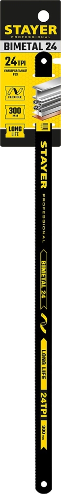 STAYER  Bimetal-24, 24 TPI, 300 мм, 1 шт, биметталическое полотно по металлу, Professional (15932-24-1) 15932-24-1