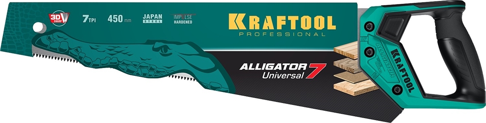 KRAFTOOL  Alligator Universal 7, 450 мм, универсальная ножовка (15004-45) 15004-45_z01