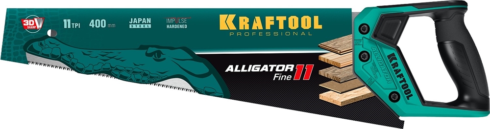 KRAFTOOL  Alligator Fine 11, 400 мм, ножовка для точного реза (15203-40) 15203-40