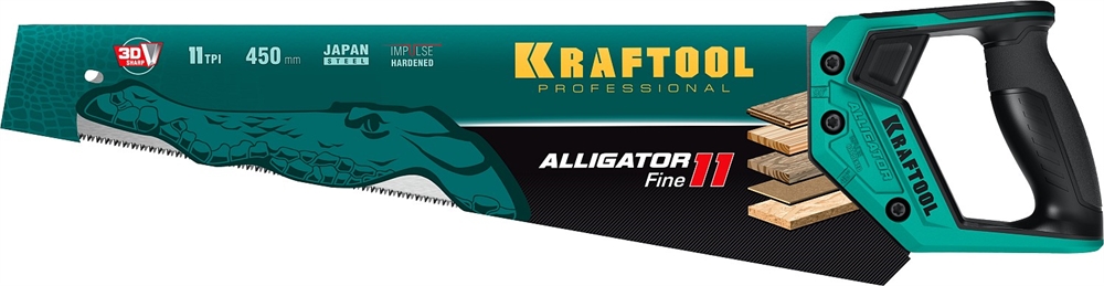 KRAFTOOL  Alligator Fine 11, 450 мм, ножовка для точного реза (15203-45) 15203-45