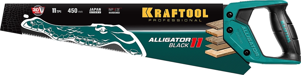 KRAFTOOL  Alligator Black 11, 450 мм, ножовка для точного реза (15205-45) 15205-45