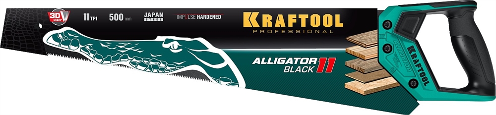 KRAFTOOL  Alligator Black 11, 500 мм, ножовка для точного реза (15205-50) 15205-50