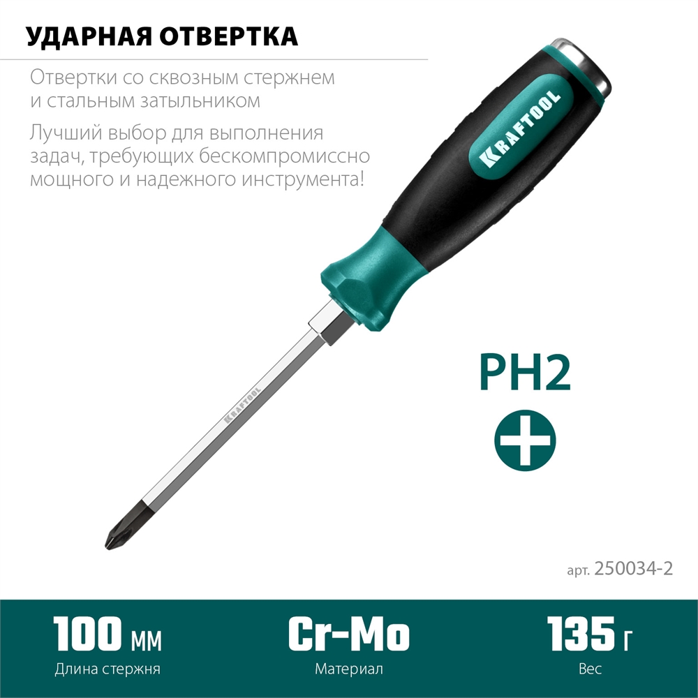 KRAFTOOL  Impact PH2, ударная отвертка (250034-2) 250034-2