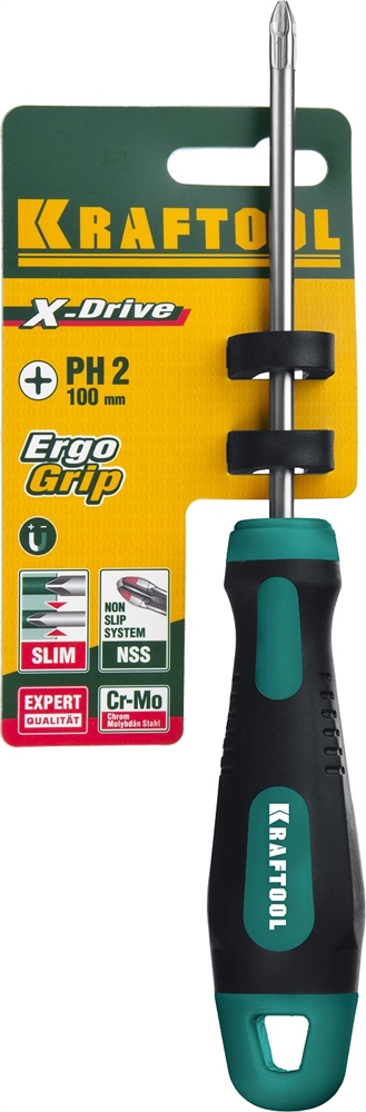 KRAFTOOL  Х-Drive, PH2 x 100, отвертка (250072-2-100) 250072-2-100