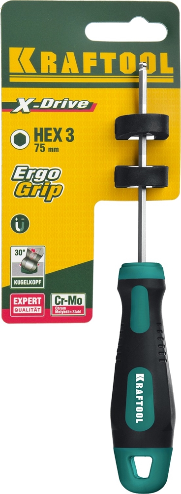 KRAFTOOL  Х-Drive, Hex3 x 75, отвертка (250075-3-075) 250075-3-075