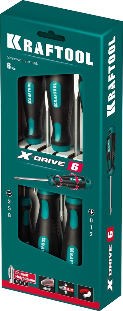 KRAFTOOL  Х-Drive-6, 6 шт, набор отверток (250081-H6) 250081-H6_z01