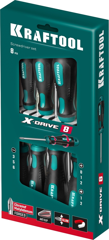 KRAFTOOL  Х-Drive-8, 8 шт, набор отверток (250081-H8) 250081-H8