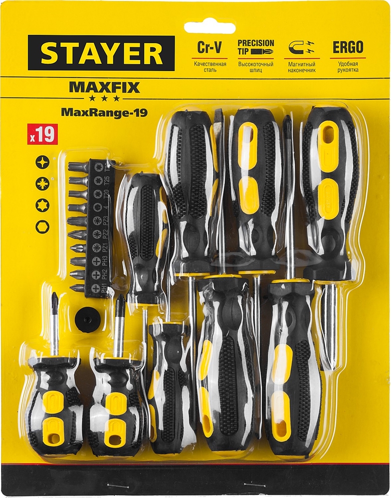 STAYER  Hercules-19, 19 предм., отвертка-битодержатель с насадками (2513-H19) 2513-H19_z01