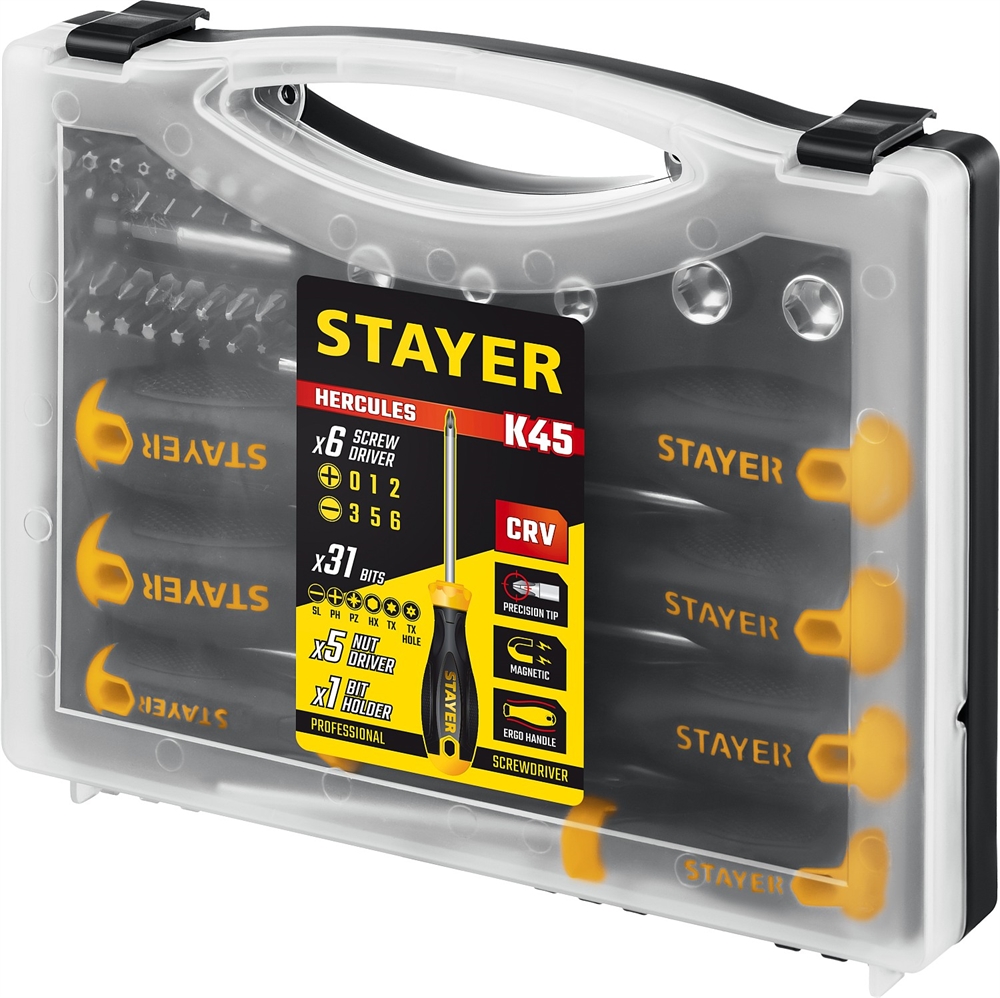 STAYER  Max Range Pro, 32 предм., набор отверток с насадками (25134-H18) 25134-H18_z02