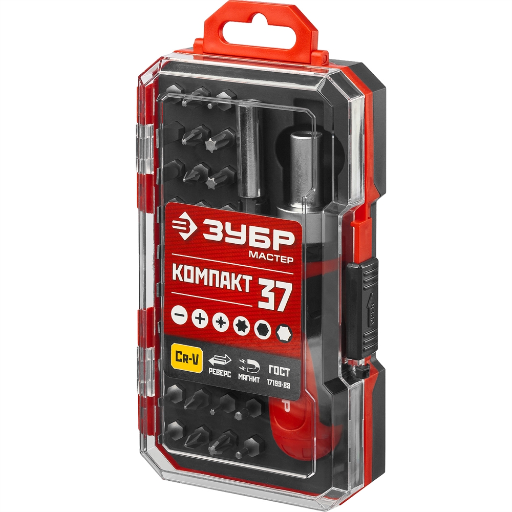 ЗУБР  Компакт-37, 37 предм., реверсивная отвертка с насадками (25164-H37) 25164-H37