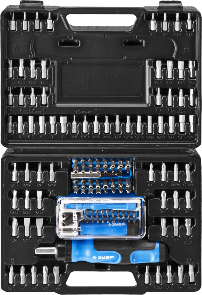 ЗУБР  129 предм., реверсивная отвертка с насадками, Профессионал (25237-H129) 25237-H129