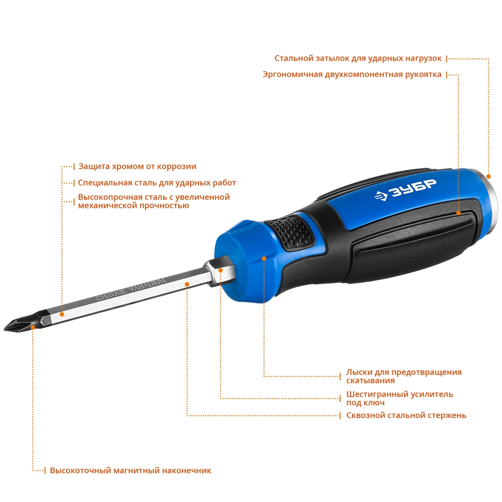 ЗУБР  Ударник, PH1 х 75 мм, ударная отвертка, Профессионал (25272-1) 25272-1