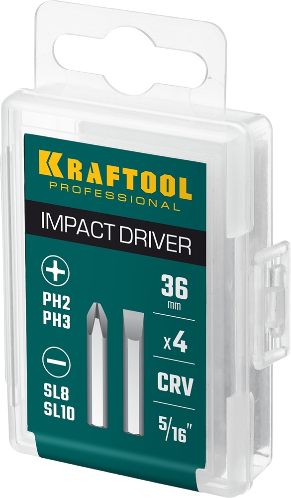 KRAFTOOL  36 мм, 4 шт, набор бит для ударной отвертки (25551) 25551