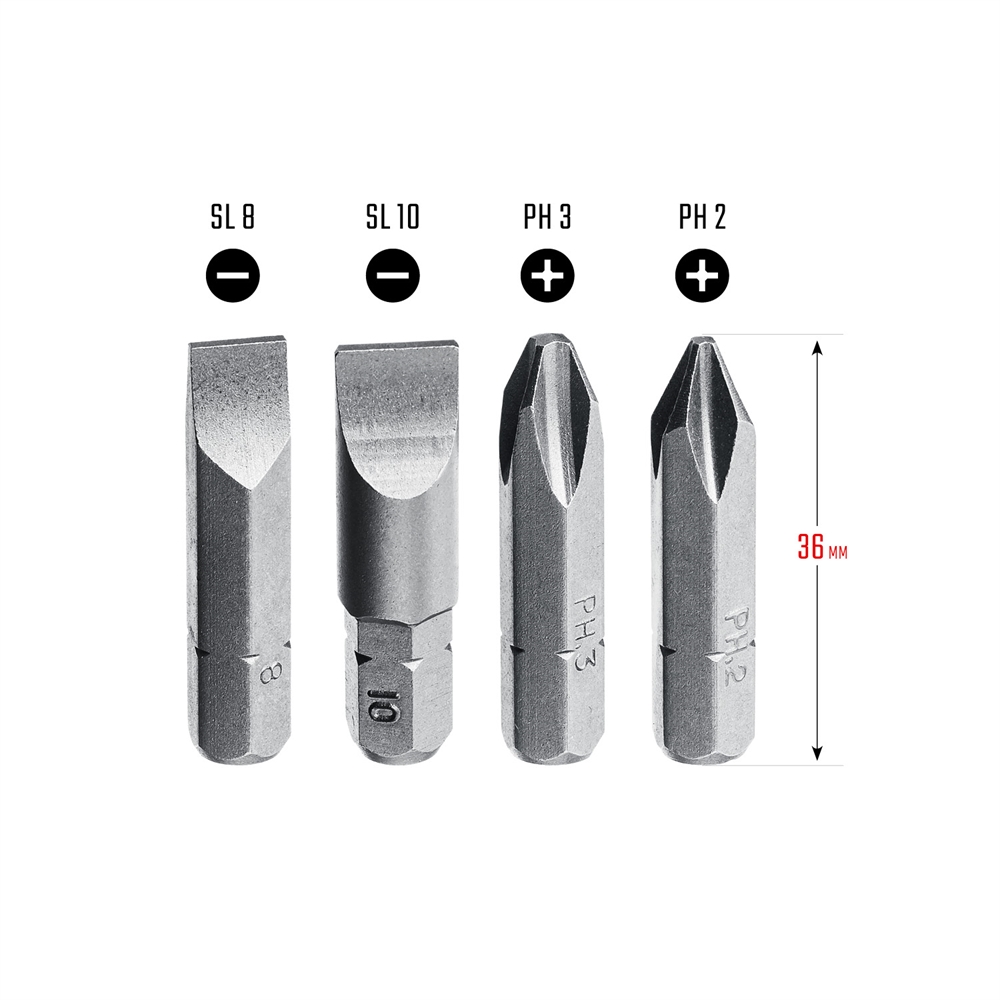 KRAFTOOL  36 мм, 4 шт, набор бит для ударной отвертки (25551) 25551