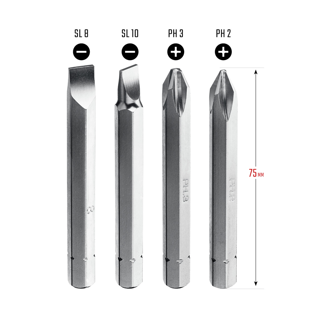 KRAFTOOL  75 мм, 4 шт, набор бит для ударной отвертки (25552) 25552