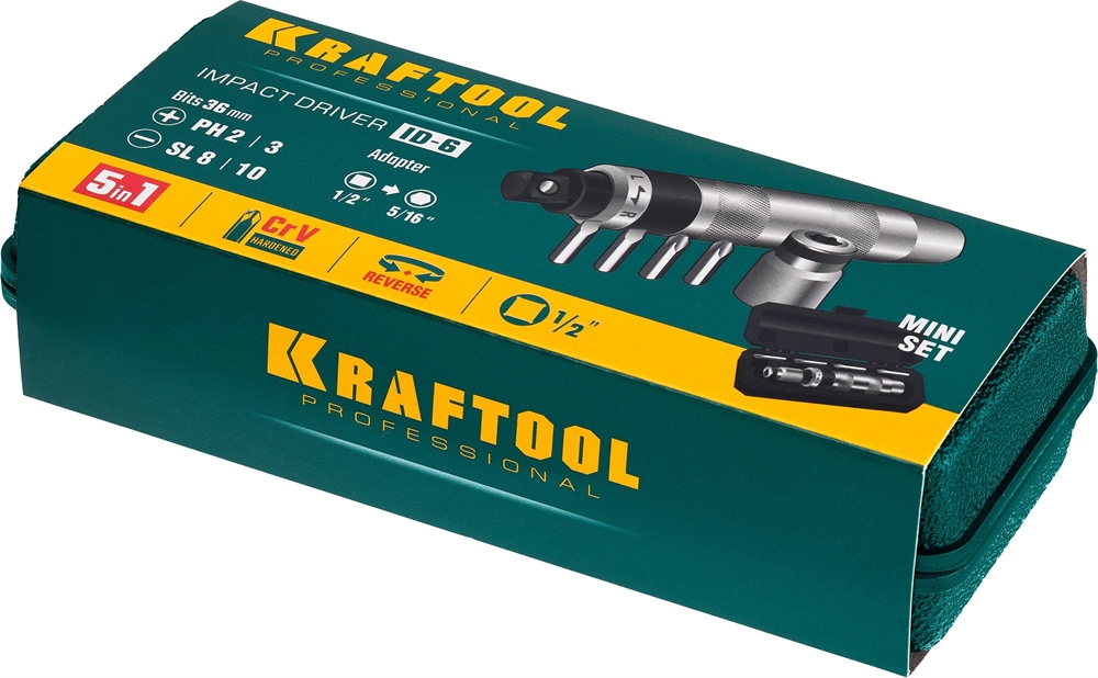 KRAFTOOL  ID-6, 6 предм., ударно-поворотная отвертка (25555) 25555