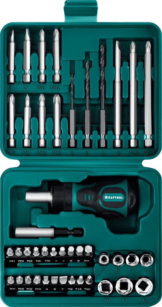 KRAFTOOL  Kompakt-43, с насадками, 43 предм., реверсивная отвертка (25556-H43) 25556-H43
