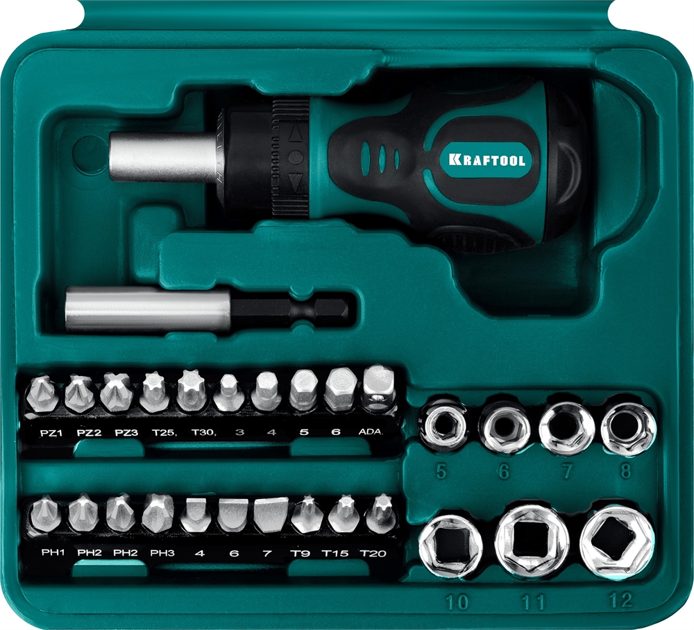 KRAFTOOL  Kompakt-43, с насадками, 43 предм., реверсивная отвертка (25556-H43) 25556-H43