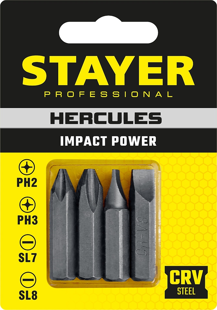 STAYER  Hercules, 36 мм, 4 шт, биты для ударной отвертки, Professional (25667-S4) 25667-S4_z01