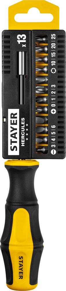 STAYER  Hercules-B13, 13 предм., отвертка-битодержатель с насадками (25813) 25813