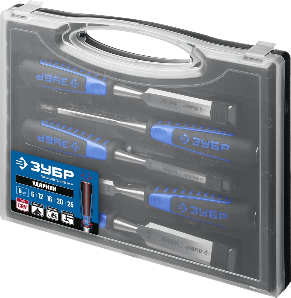 ЗУБР  Ударник, 5 предм, набор стамесок-долот, Профессионал (18097-H5) 18097-H5