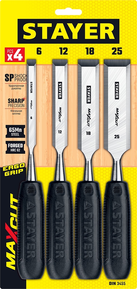 STAYER  Max-Cut, 4 предм, набор стамесок (1820-H4) 1820-H4