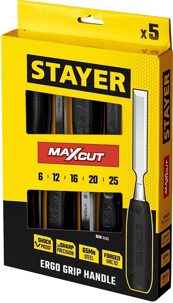 STAYER  Max-Cut, 5 предм., набор стамесок (1820-H5) 1820-H5_z01