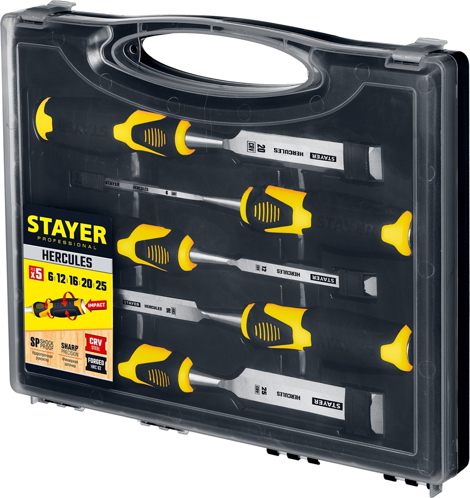 STAYER  Hercules, 5 предм., набор стамесок-долот, Professional (18205-H5) 18205-H5_z01