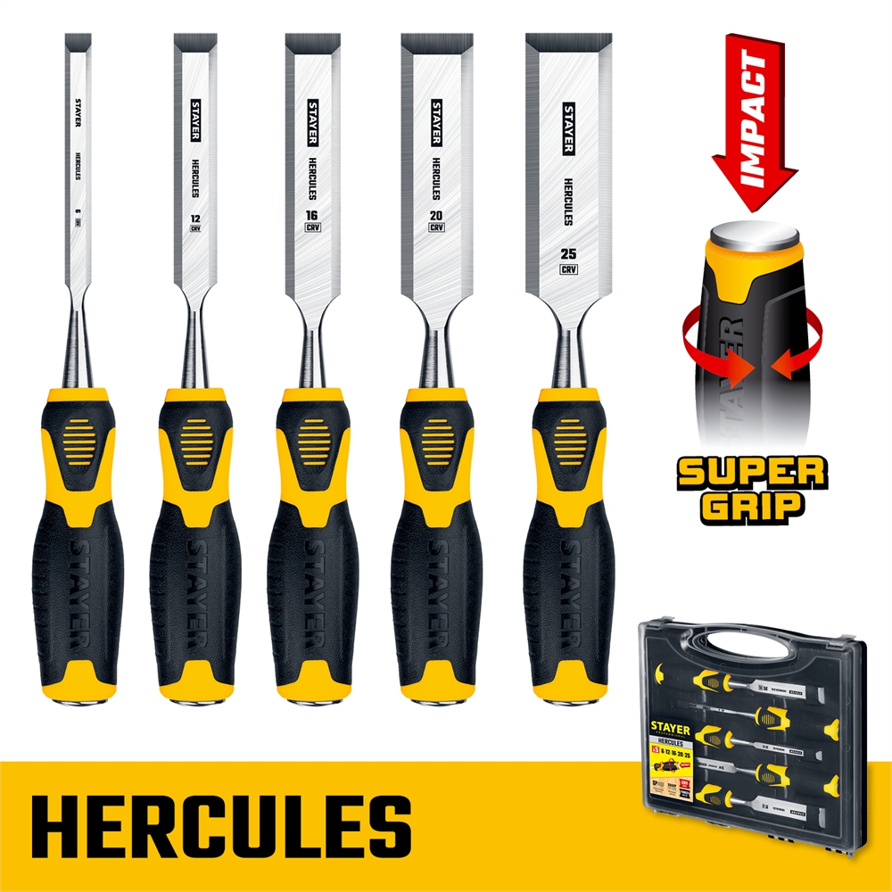 STAYER  Hercules, 5 предм., набор стамесок-долот, Professional (18205-H5) 18205-H5_z01
