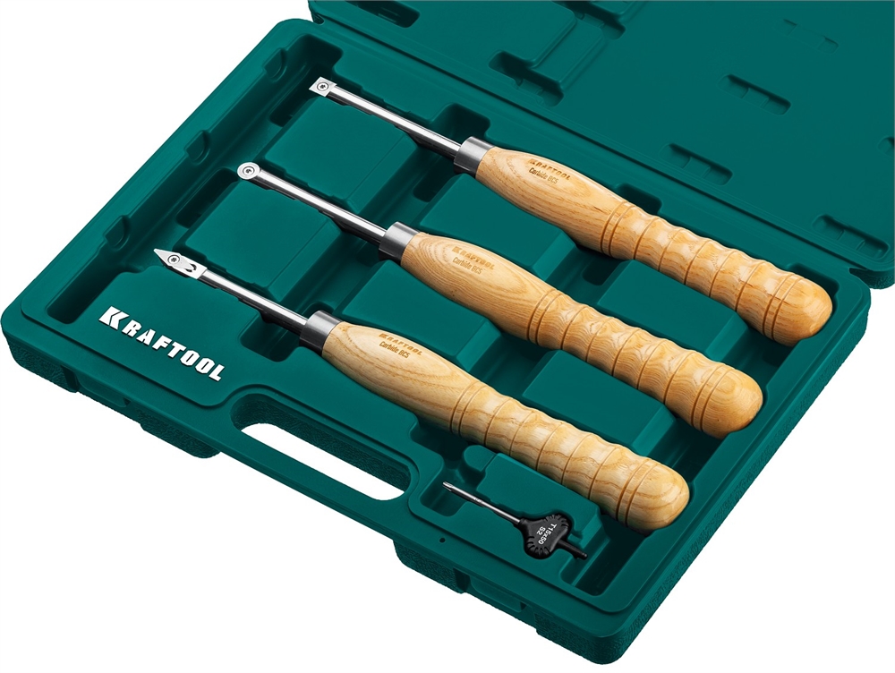 KRAFTOOL  Precision-3, 3 предм., набор ручных резцов по дереву (18369) 18369