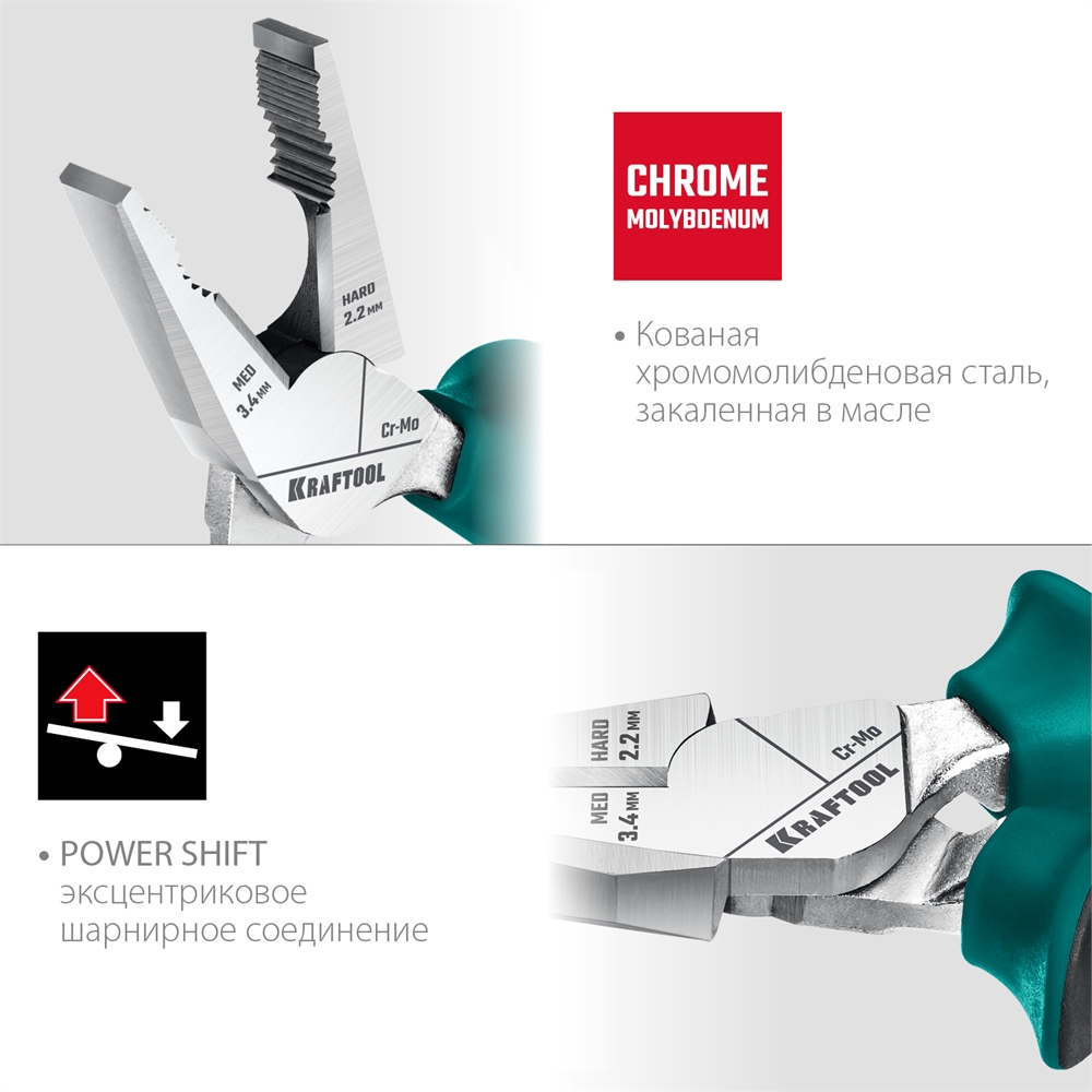 KRAFTOOL  KraftMax, 180 мм, комбинированные плоскогубцы с эксцентриковым шарниром (22011-1-18) 22011-1-18_z01