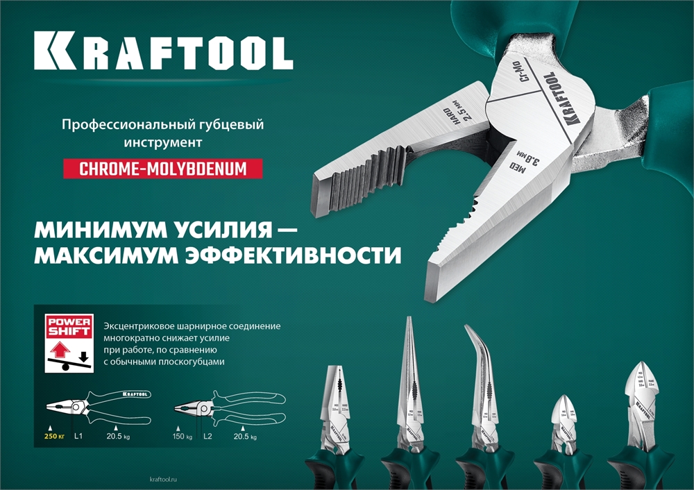 KRAFTOOL  KraftMax, 180 мм, комбинированные плоскогубцы с эксцентриковым шарниром (22011-1-18) 22011-1-18_z01