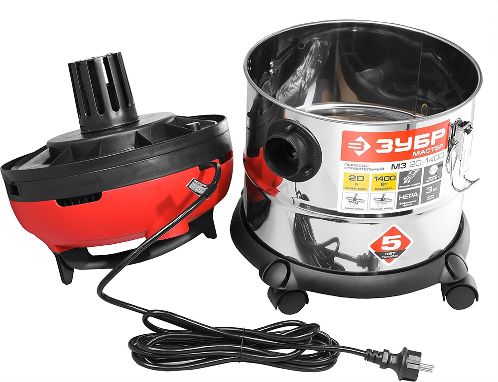 ЗУБР   М3, 20 л, 1400 Вт, строительный пылесос (ПУ-20-1400 М3) ПУ-20-1400 М3